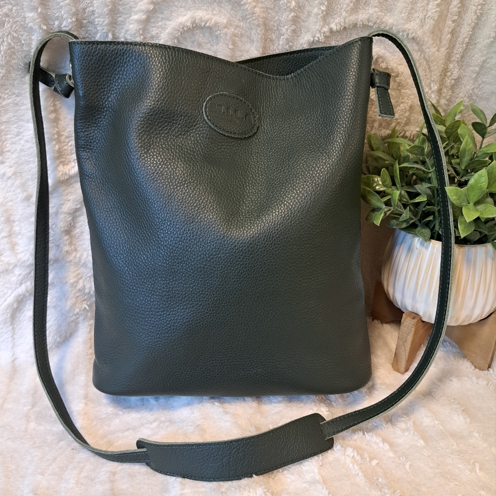 Gorgeous Leather Crossbody Bag in Dark Green - Brand M.I.L.A.